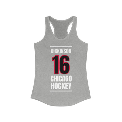 Dickinson 16 Chicago Hockey Black Vertical Design Women's Ideal Racerback Tank Top