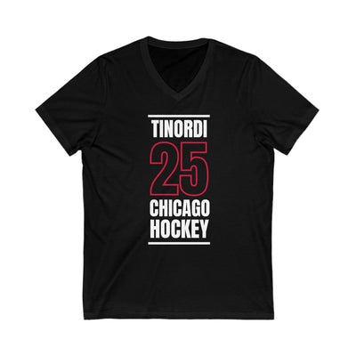 Tinordi 25 Chicago Hockey Black Vertical Design Unisex V-Neck Tee