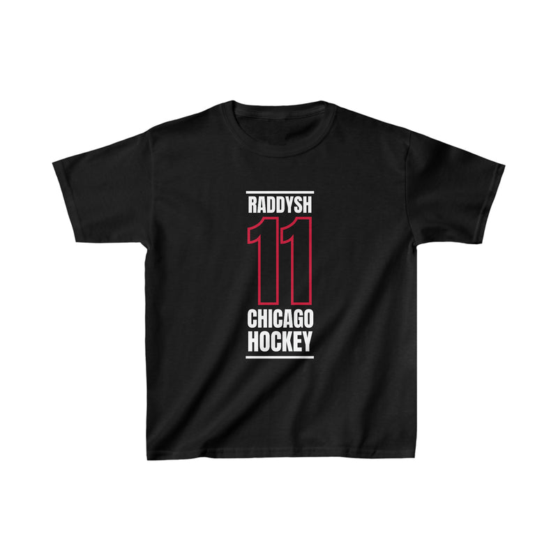 Raddysh 11 Chicago Hockey Black Vertical Design Kids Tee