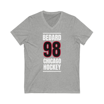 Bedard 98 Chicago Hockey Black Vertical Design Unisex V-Neck Tee