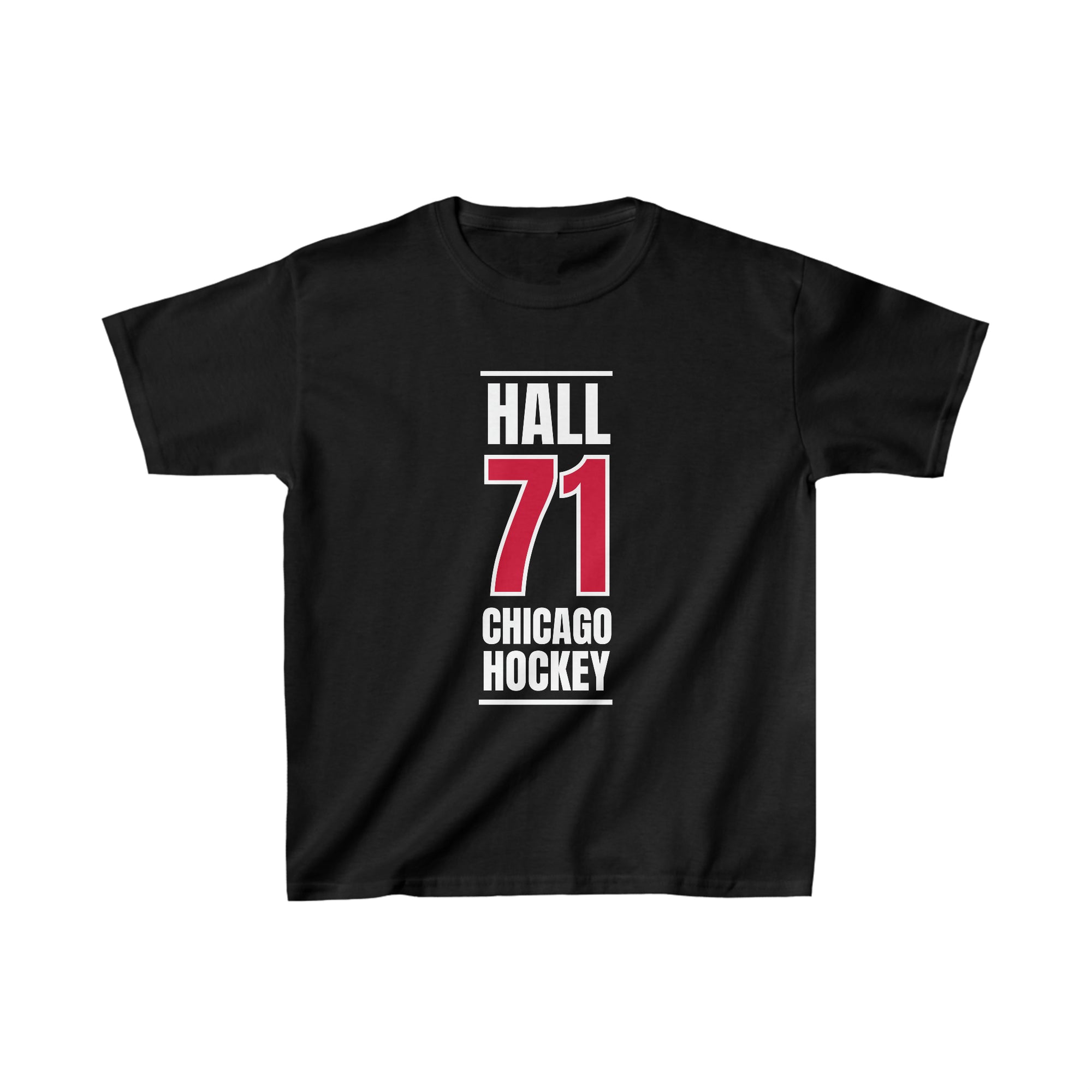 Hall 71 Chicago Hockey Red Vertical Design Kids Tee