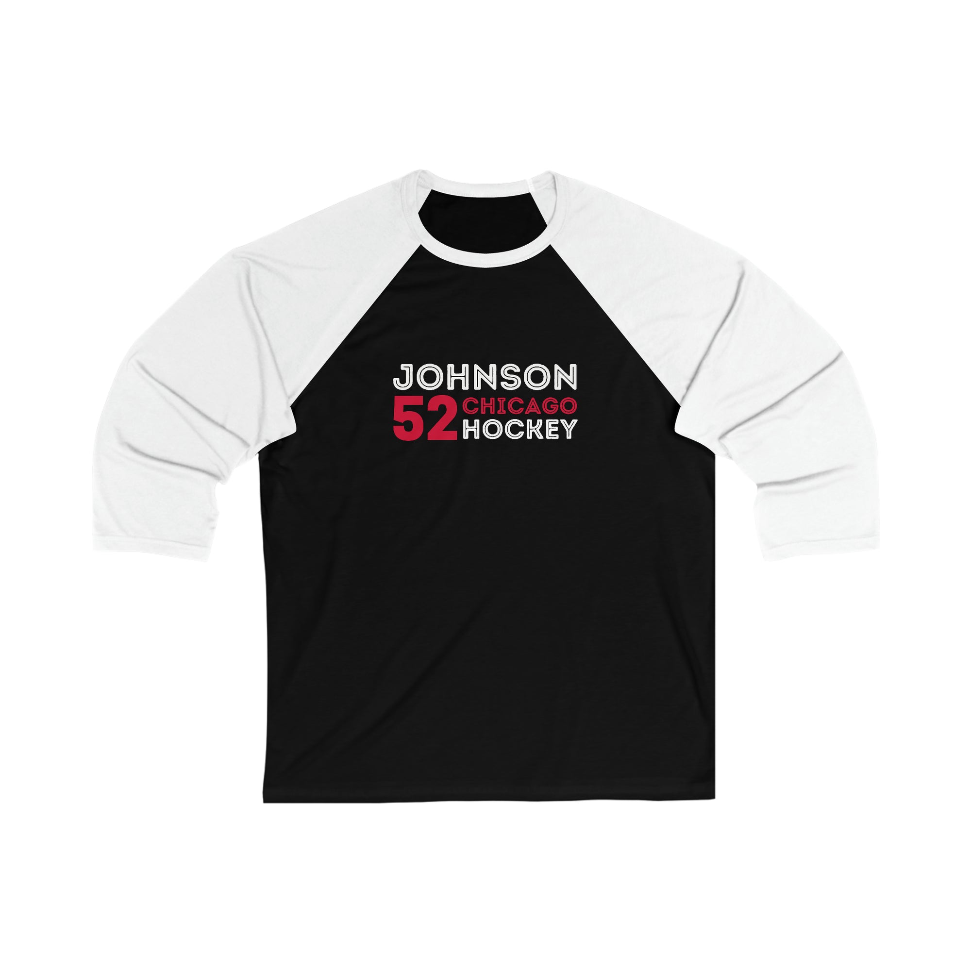 Johnson 52 Chicago Hockey Grafitti Wall Design Unisex Tri-Blend 3/4 Sleeve Raglan Baseball Shirt