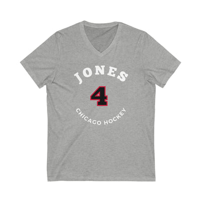 Jones 4 Chicago Hockey Number Arch Design Unisex V-Neck Tee