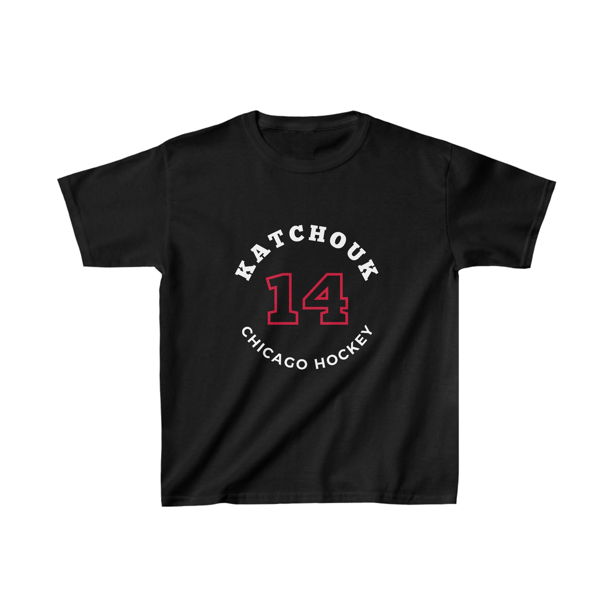 Katchouk 14 Chicago Hockey Number Arch Design Kids Tee