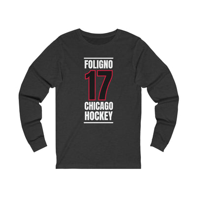 Foligno 17 Chicago Hockey Black Vertical Design Unisex Jersey Long Sleeve Shirt