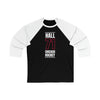 Hall 71 Chicago Hockey Black Vertical Design Unisex Tri-Blend 3/4 Sleeve Raglan Baseball Shirt