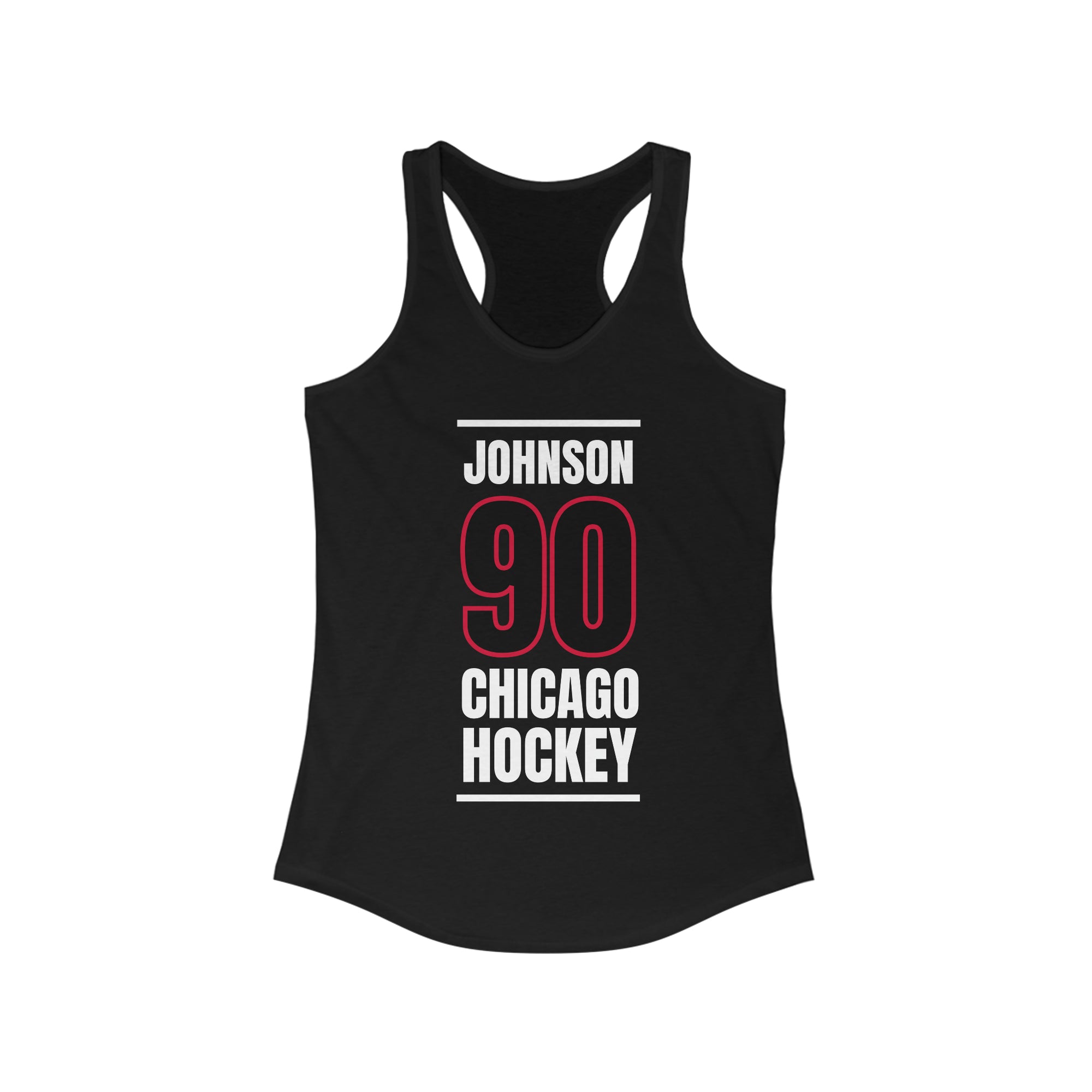 Johnson 90 Chicago Hockey Black Vertical Design Women's Ideal Racerback Tank Top