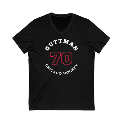 Guttman 70 Chicago Hockey Number Arch Design Unisex V-Neck Tee