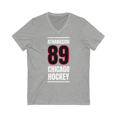 Athanasiou 89 Chicago Hockey Black Vertical Design Unisex V-Neck Tee