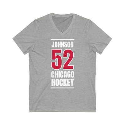 Johnson 52 Chicago Hockey Red Vertical Design Unisex V-Neck Tee