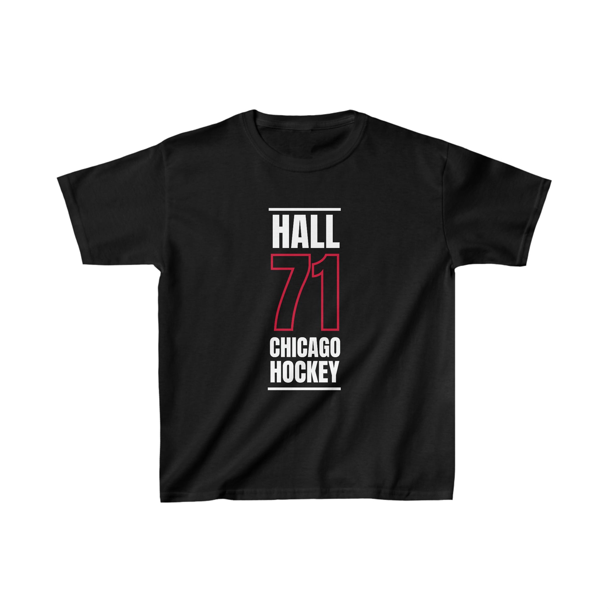 Hall 71 Chicago Hockey Black Vertical Design Kids Tee