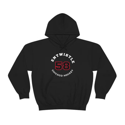 Entwistle 58 Chicago Hockey Number Arch Design Unisex Hooded Sweatshirt