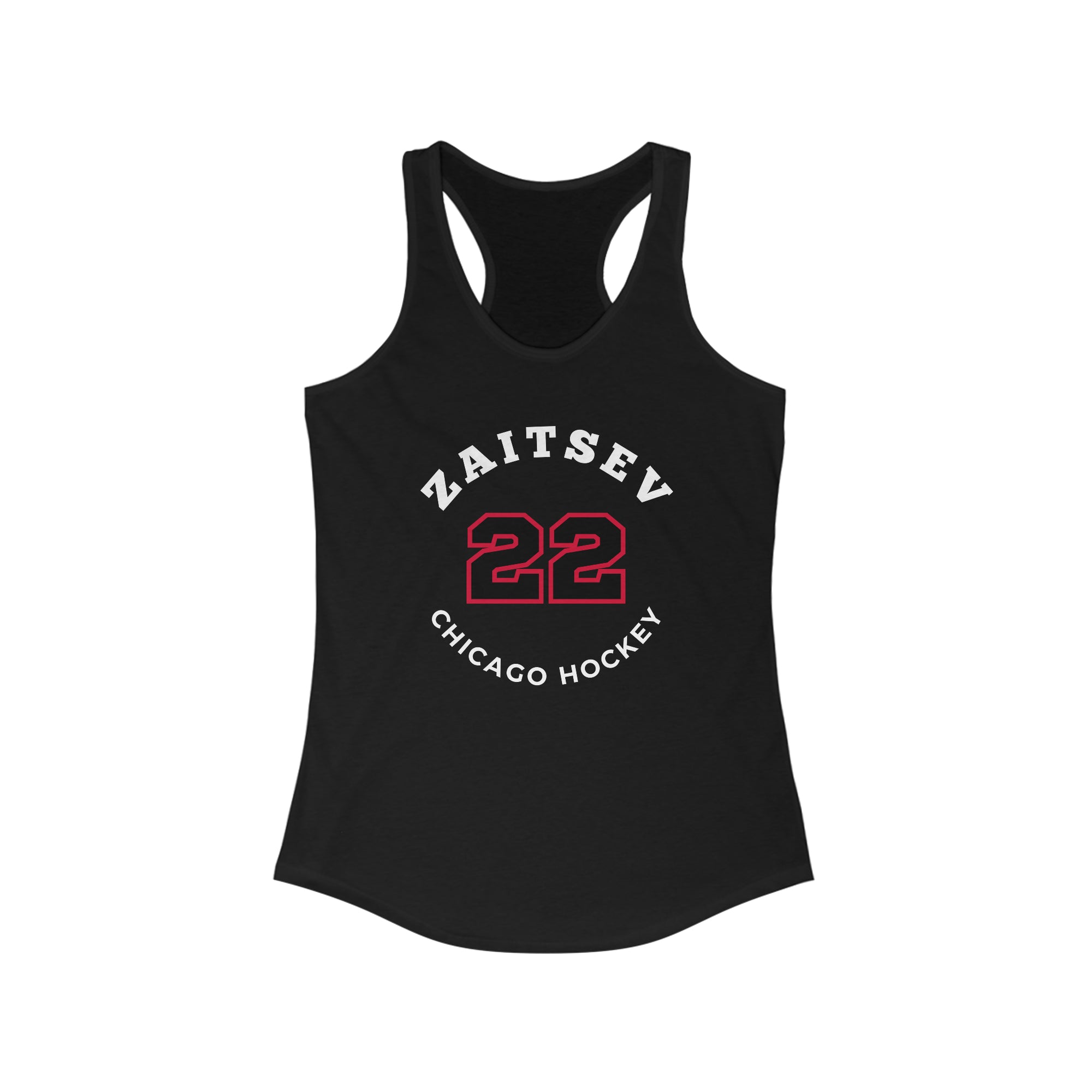 Zaitsev 22 Chicago Hockey Number Arch Design Women's Ideal Racerback Tank Top