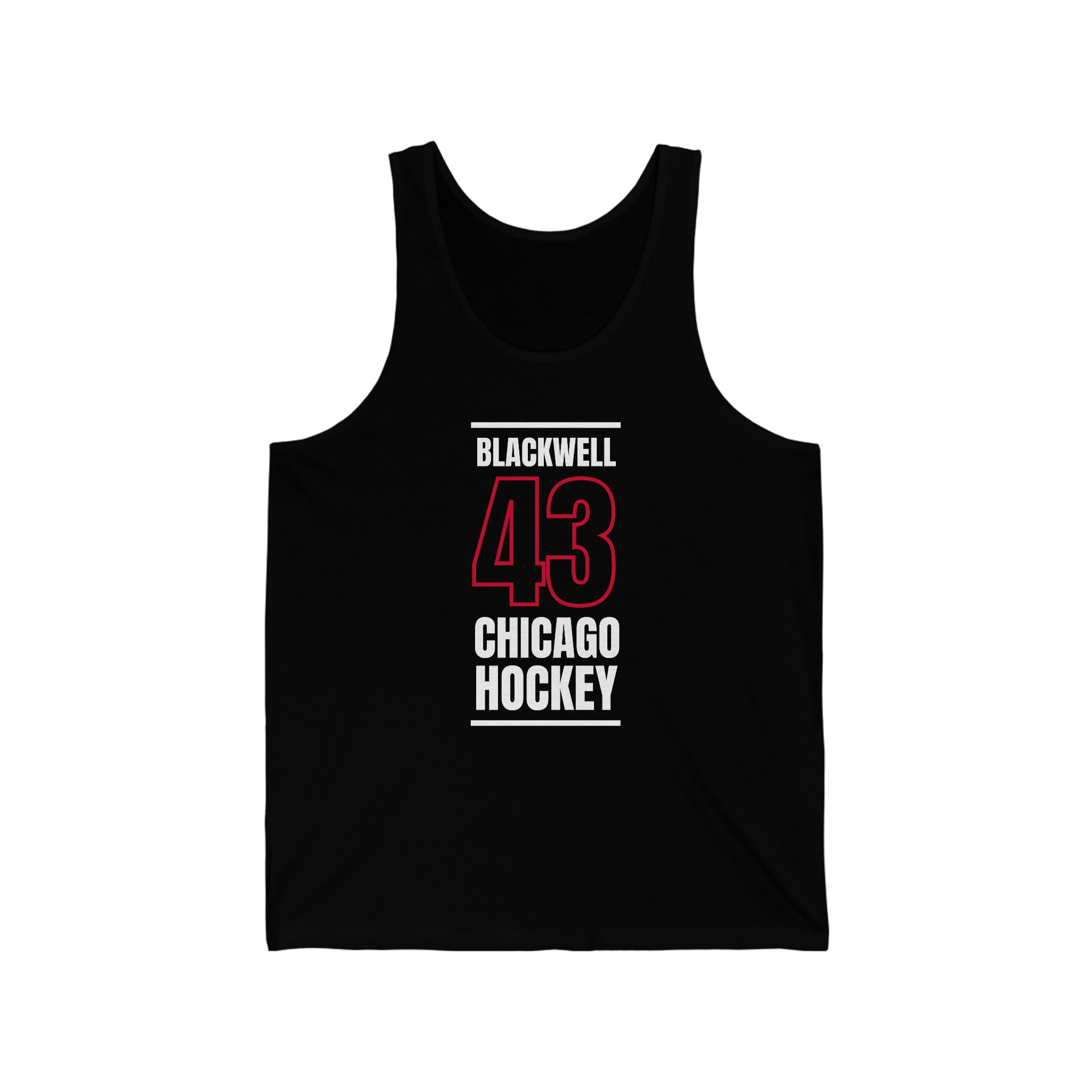 Blackwell 43 Chicago Hockey Black Vertical Design Unisex Jersey Tank Top