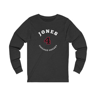 Jones 4 Chicago Hockey Number Arch Design Unisex Jersey Long Sleeve Shirt