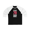 Guttman 70 Chicago Hockey Red Vertical Design Unisex Tri-Blend 3/4 Sleeve Raglan Baseball Shirt