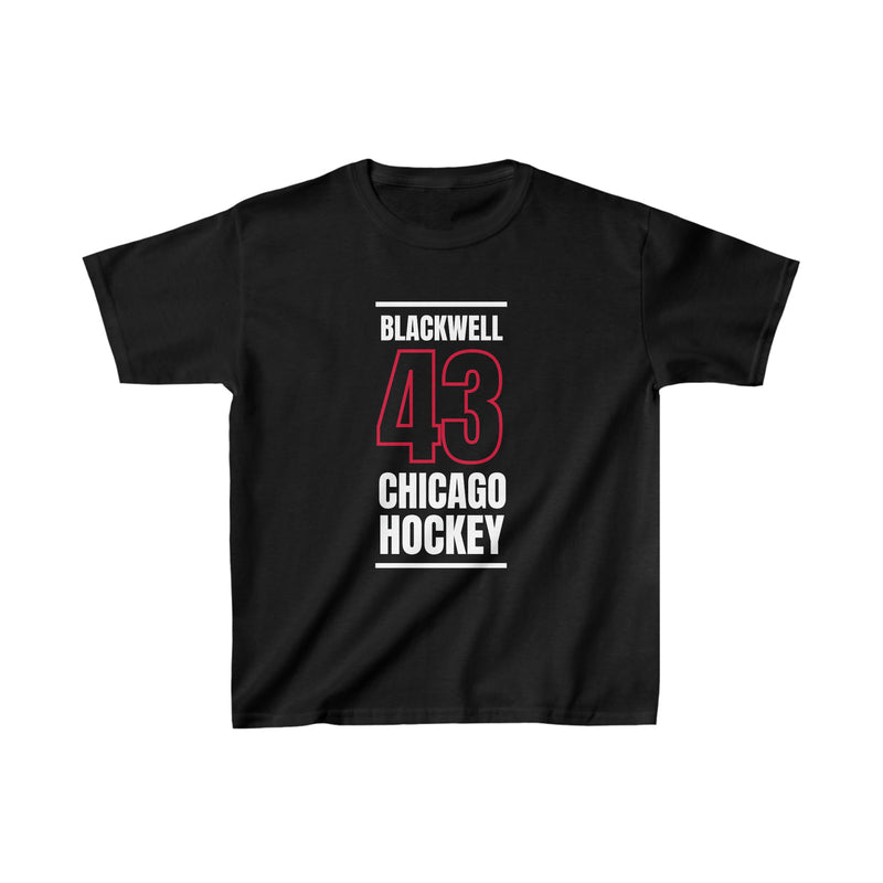 Blackwell 43 Chicago Hockey Black Vertical Design Kids Tee
