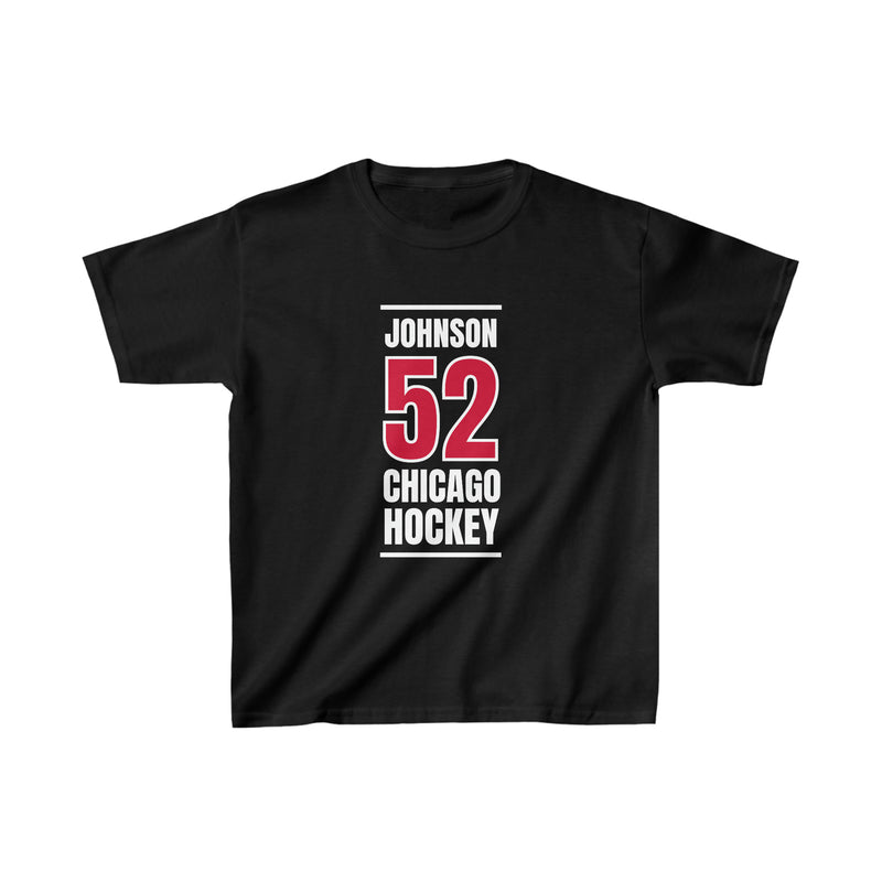 Johnson 52 Chicago Hockey Red Vertical Design Kids Tee