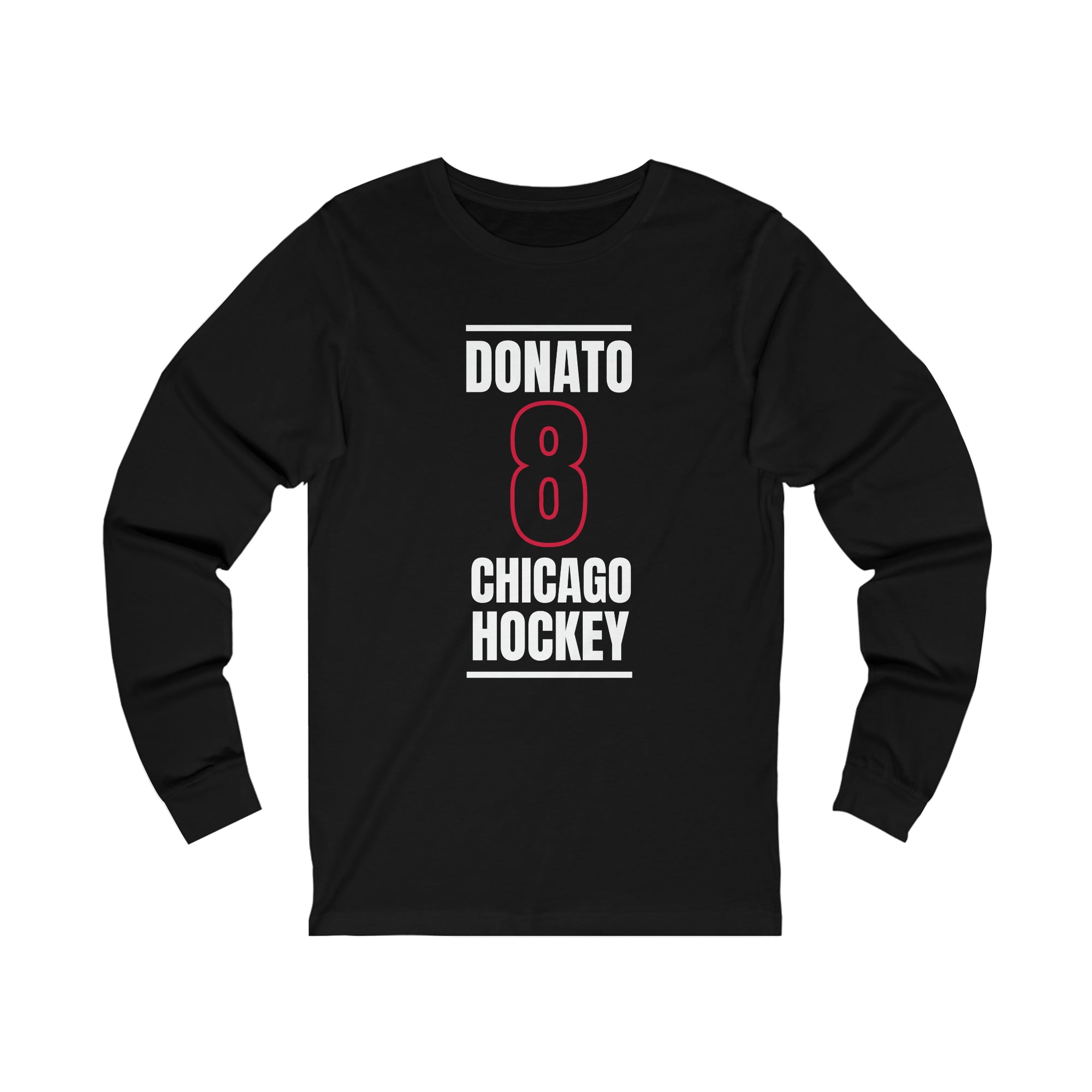 Donato 8 Chicago Hockey Black Vertical Design Unisex Jersey Long Sleeve Shirt