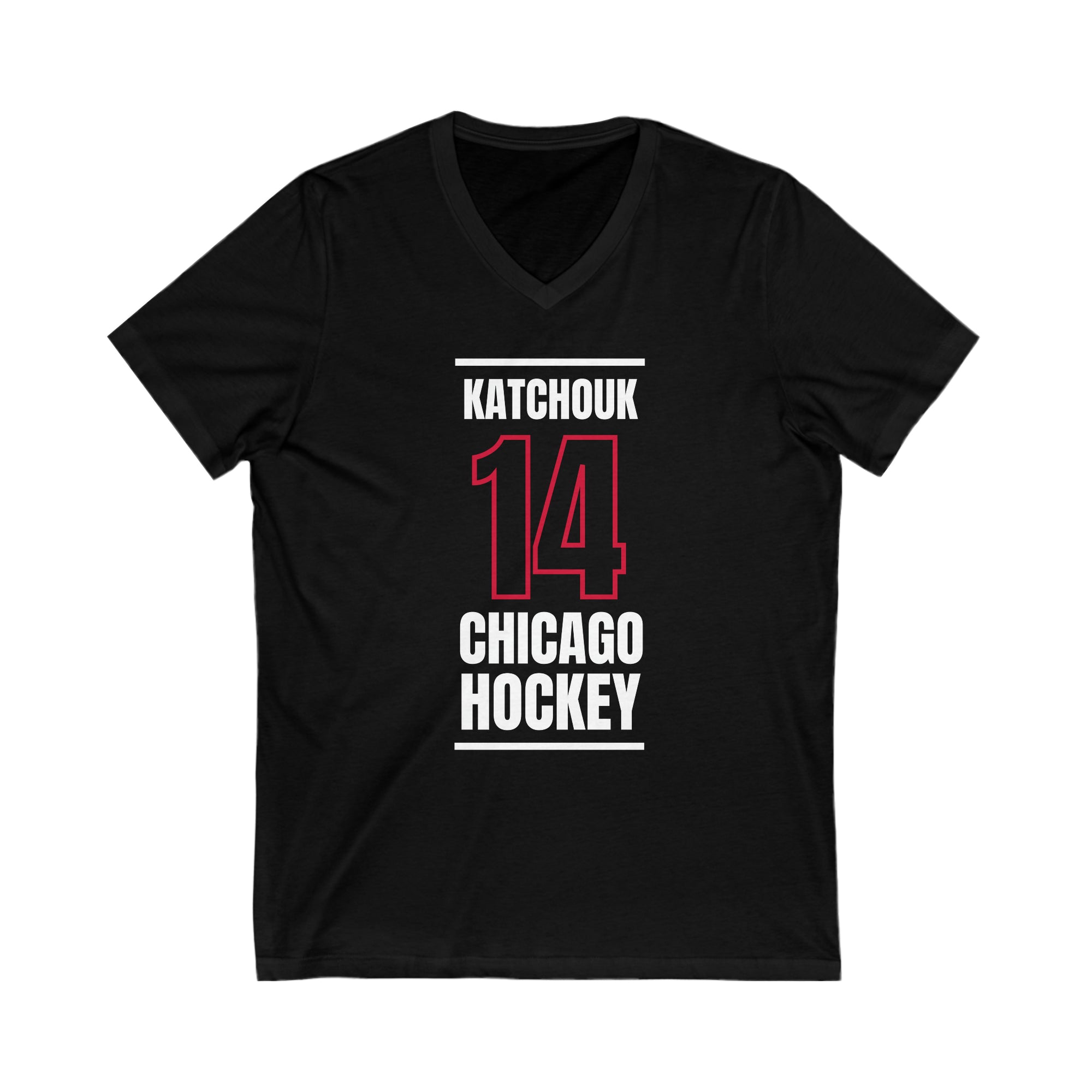 Katchouk 14 Chicago Hockey Black Vertical Design Unisex V-Neck Tee