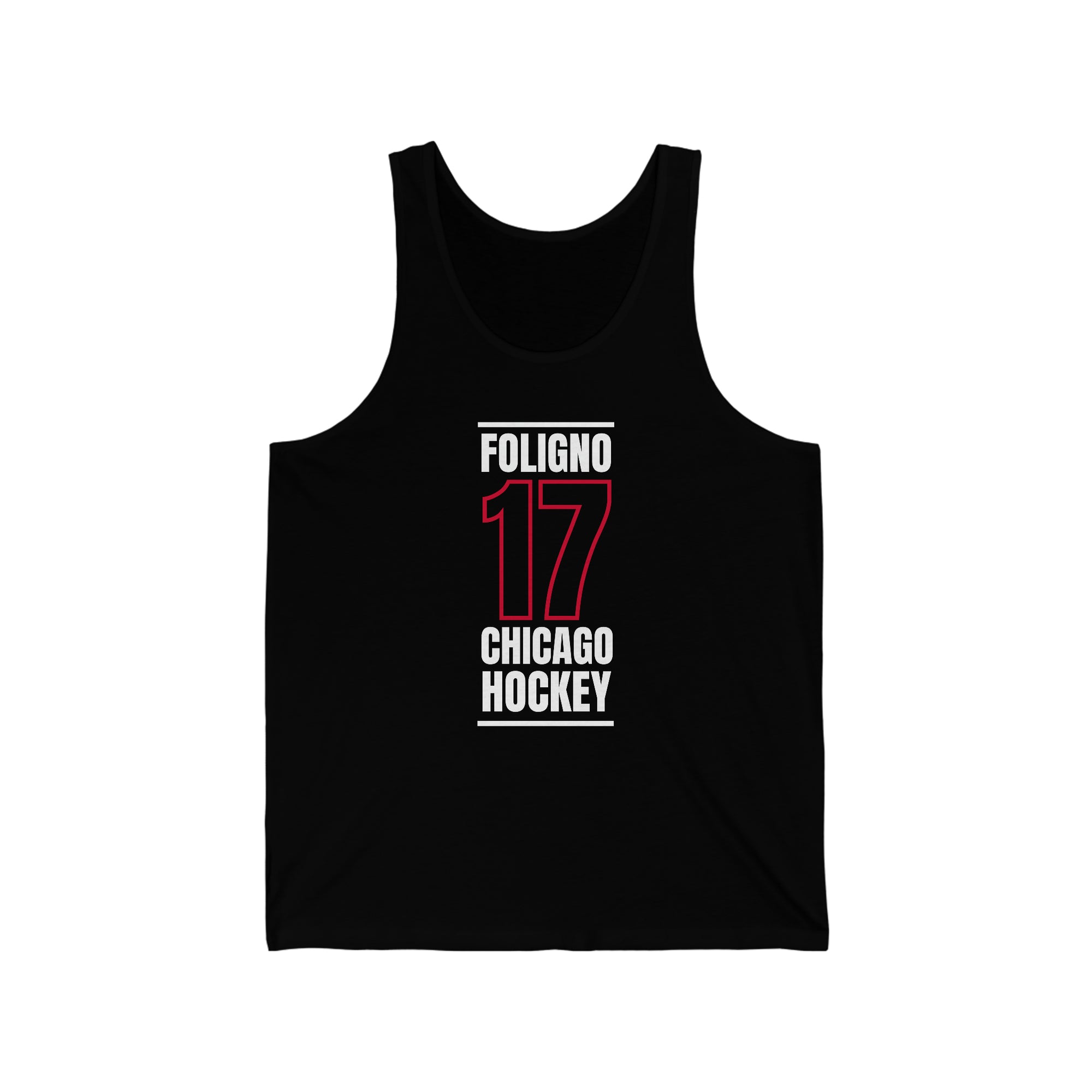 Foligno 17 Chicago Hockey Black Vertical Design Unisex Jersey Tank Top