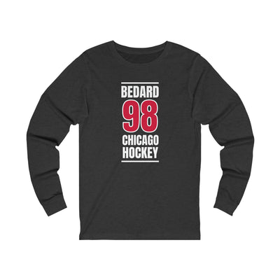 Bedard 98 Chicago Hockey Red Vertical Design Unisex Jersey Long Sleeve Shirt