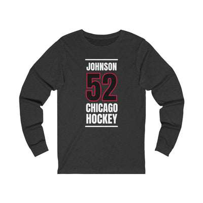 Johnson 52 Chicago Hockey Black Vertical Design Unisex Jersey Long Sleeve Shirt