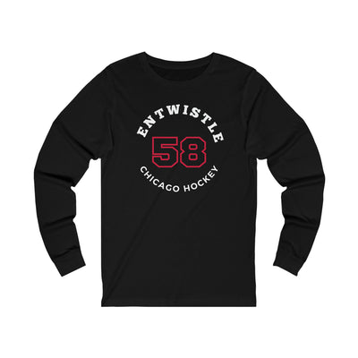 Entwistle 58 Chicago Hockey Number Arch Design Unisex Jersey Long Sleeve Shirt