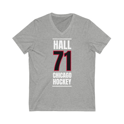 Hall 71 Chicago Hockey Black Vertical Design Unisex V-Neck Tee