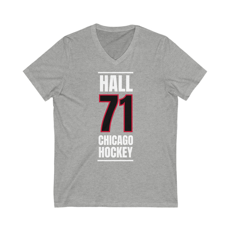 Hall 71 Chicago Hockey Black Vertical Design Unisex V-Neck Tee
