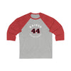 Kaiser 44 Chicago Hockey Number Arch Design Unisex Tri-Blend 3/4 Sleeve Raglan Baseball Shirt