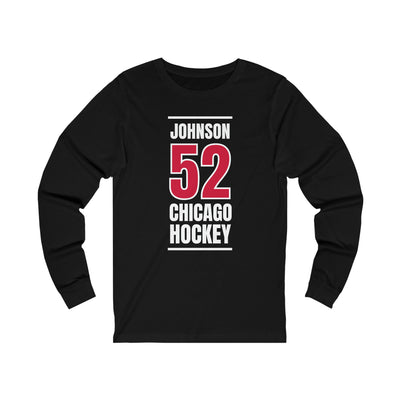 Johnson 52 Chicago Hockey Red Vertical Design Unisex Jersey Long Sleeve Shirt