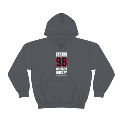 Bedard 98 Chicago Hockey Black Vertical Design Unisex Hooded Sweatshirt