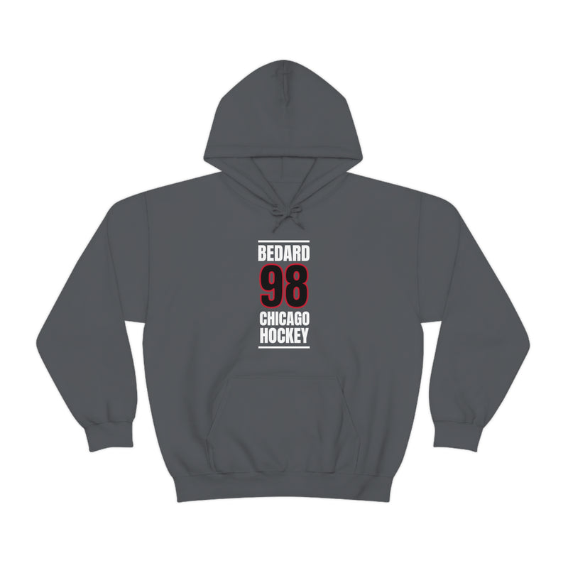 Bedard 98 Chicago Hockey Black Vertical Design Unisex Hooded Sweatshirt