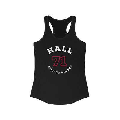 Hall 71 Chicago Hockey Number Arch Design Women's Ideal Racerback Tank Top