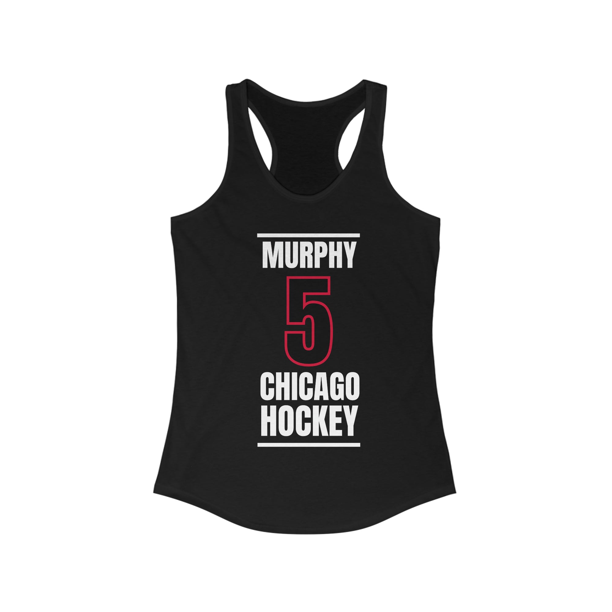 Murphy 5 Chicago Hockey Black Vertical Design Women's Ideal Racerback Tank Top