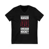 Kaiser 44 Chicago Hockey Black Vertical Design Unisex V-Neck Tee