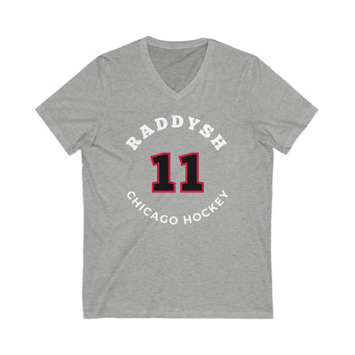 Raddysh 11 Chicago Hockey Number Arch Design Unisex V-Neck Tee