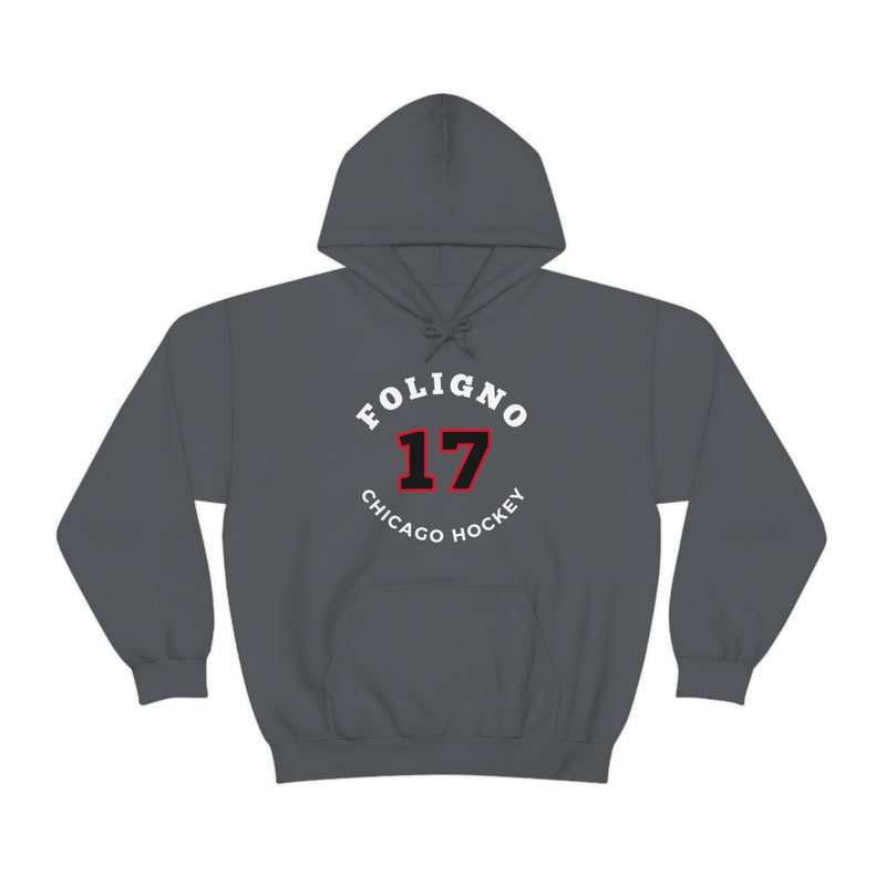 Foligno 17 Chicago Hockey Number Arch Design Unisex Hooded Sweatshirt