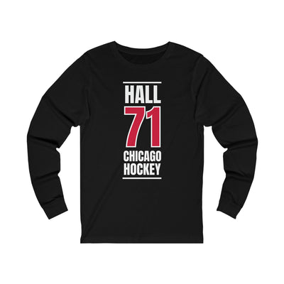 Hall 71 Chicago Hockey Red Vertical Design Unisex Jersey Long Sleeve Shirt