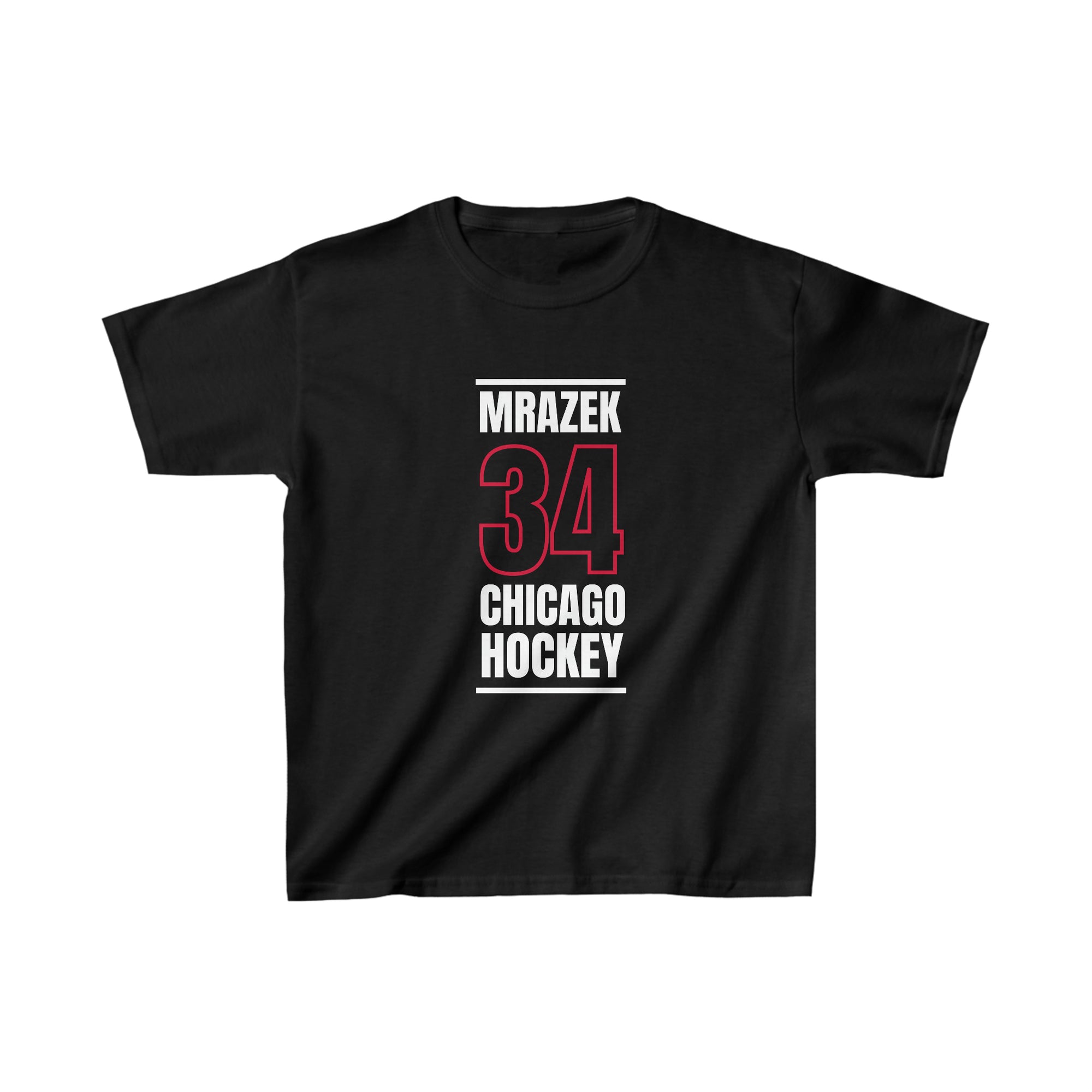 Mrazek 34 Chicago Hockey Black Vertical Design Kids Tee