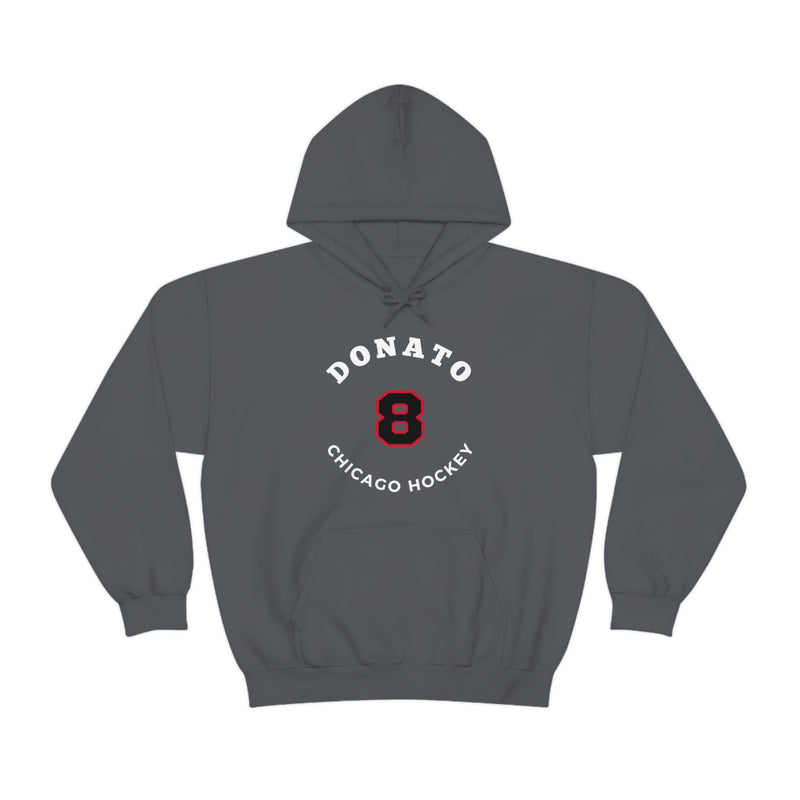 Donato 8 Chicago Hockey Number Arch Design Unisex Hooded Sweatshirt