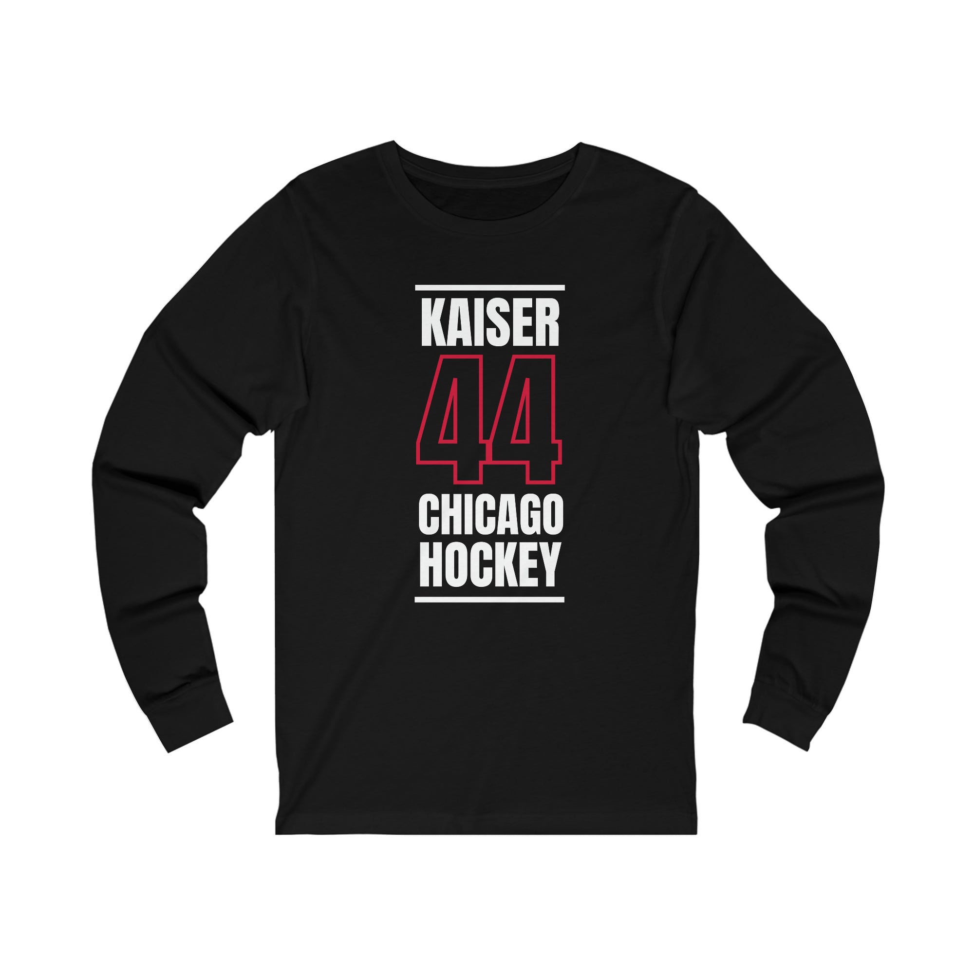 Kaiser 44 Chicago Hockey Black Vertical Design Unisex Jersey Long Sleeve Shirt