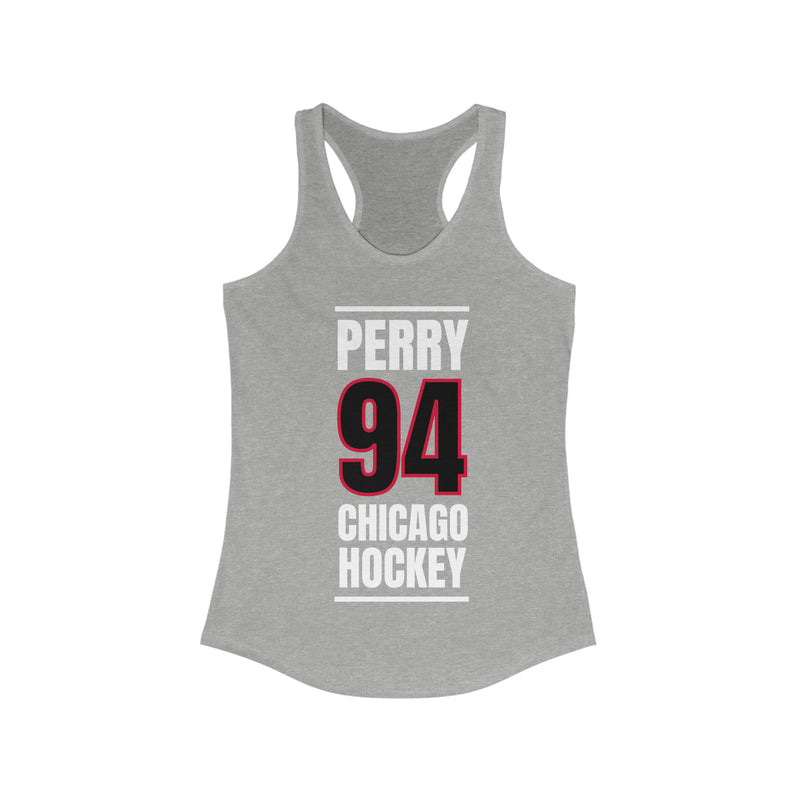 Perry 94 Chicago Hockey Black Vertical Design Women's Ideal Racerback Tank Top