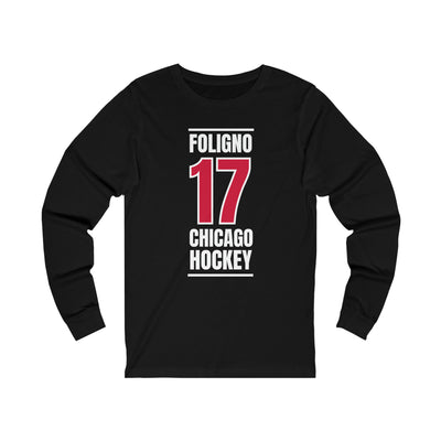 Foligno 17 Chicago Hockey Red Vertical Design Unisex Jersey Long Sleeve Shirt