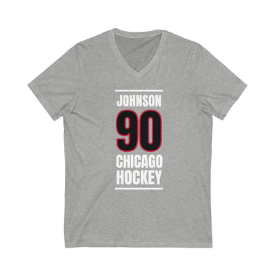 Johnson 90 Chicago Hockey Black Vertical Design Unisex V-Neck Tee