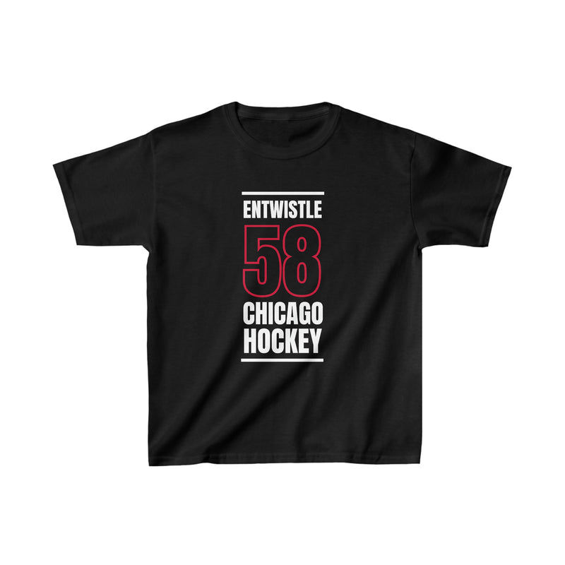 Entwistle 58 Chicago Hockey Black Vertical Design Kids Tee