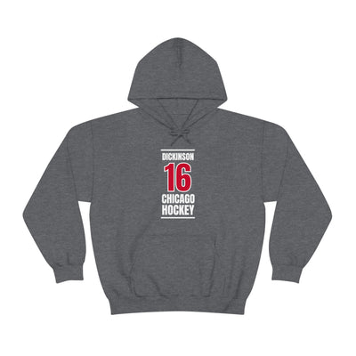 Dickinson 16 Chicago Hockey Red Vertical Design Unisex Hooded Sweatshirt