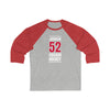 Johnson 52 Chicago Hockey Red Vertical Design Unisex Tri-Blend 3/4 Sleeve Raglan Baseball Shirt