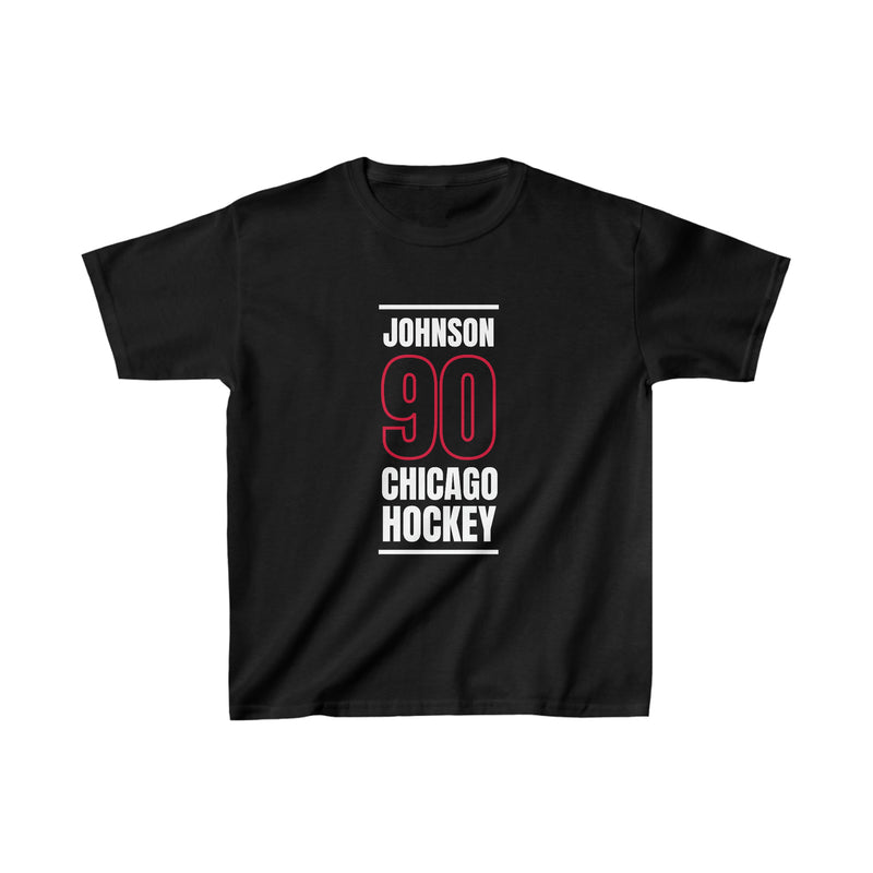 Johnson 90 Chicago Hockey Black Vertical Design Kids Tee